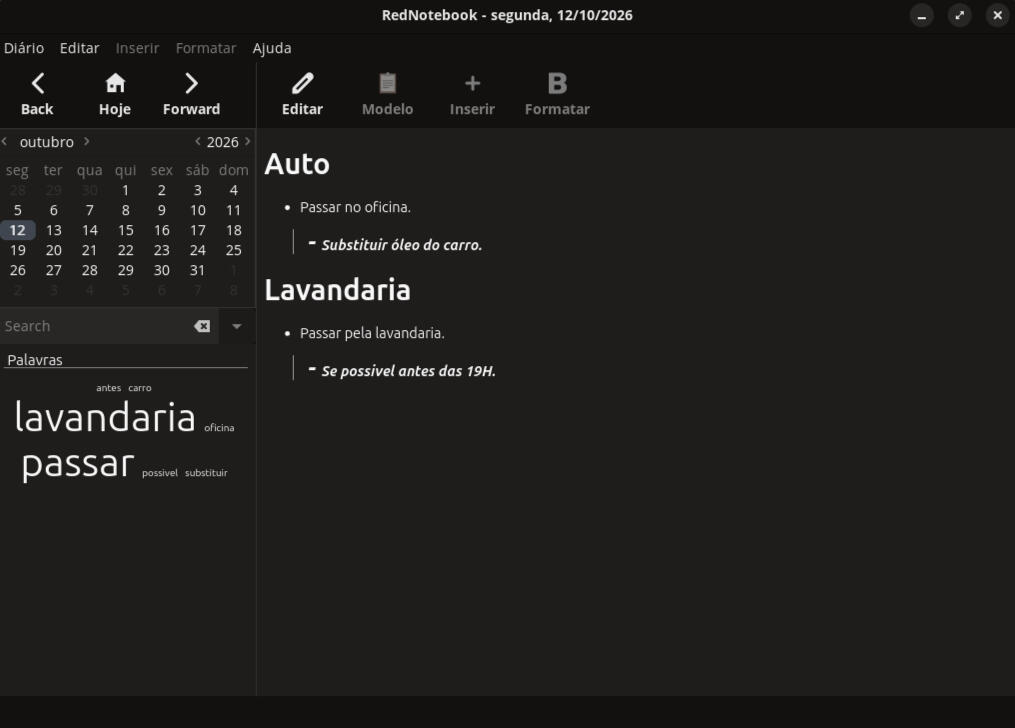 RedNotebook - Interface